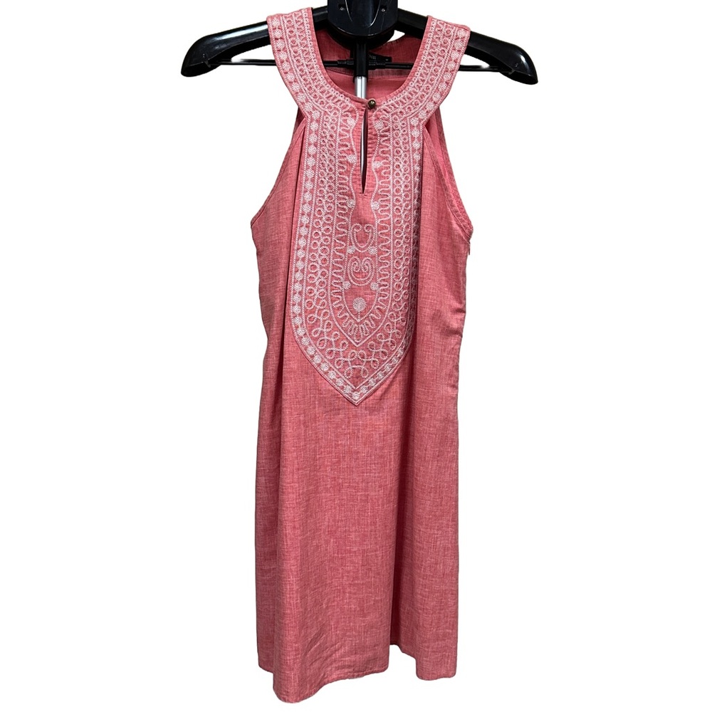 Theme Women's Halter Style Linen Blend Dress in Heathered Pink, Size Medium